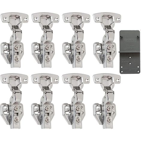 ZOLGINAH 110 Degré Clip Rentrant 35mm Soft Close Charnieres avec Amortisseur Hydraulique Fermeture Automatique Charnière à Amorti pour Armoires de Porte Cuisine Lot de 8