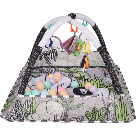 Tapis d'éveil portable et confortable pour bébé, carré, motif prairie sauvage. Tapis de jeu sûr et confortable pour bébé, idéal pour la maison. (1/5)