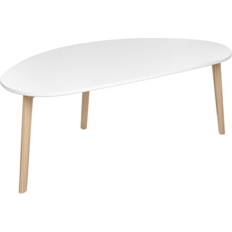 Mesa de centro patas de madera de pino tablero de MDF estilo escandinavo blanco grande Fly