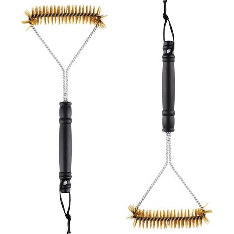 Lot de 2 brosses de Nettoyage pour Grille de Gril en Laiton, pour Gril à gaz, à Charbon de Bois et en Fonte (1/5)