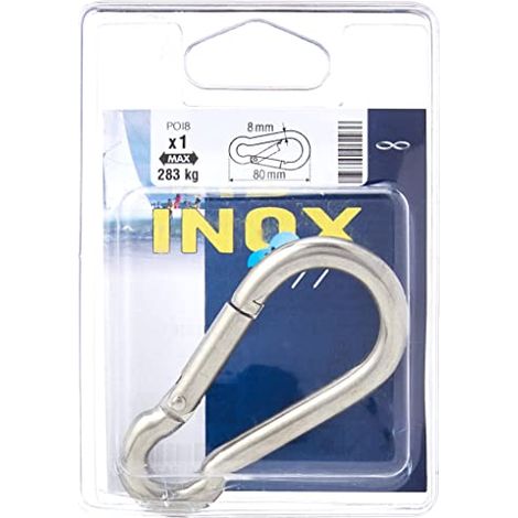 Chapuis POI8 Moschettone pompiere - Acciaio inossidabile - 283 kg - Diametro 8 mm - Lunghezza 80 mm (1/4)