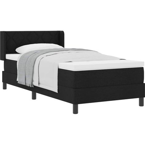 Box Spring Bed with Cushion Manual Black 200 x 100 cm Fabric vidaXL (1/5)