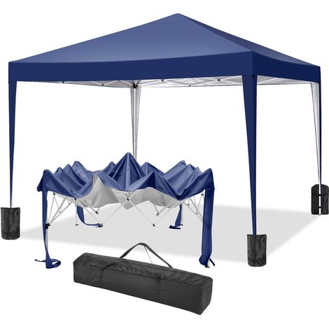 Carpa de jardín plegable 3x3m Protección UV impermeable, Barnum plegable para bodas, picnics, mercados, camping, Azul oscuro (1/5)