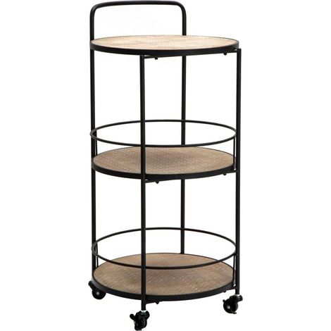 Carrello Arex 40x41,5x82 cm in Ferro e MDF Nero e Marrone (1/5)