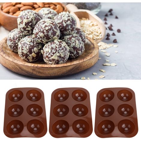 3 Moules en Silicone 6 Cavités Demi-Sphère pour Bombe Chocolat, Gâteau et Pudding (1/5)