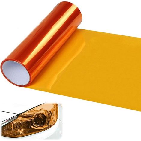Film autocollant orange pour phares, PVC teinté 30 x 120 cm, film à 3 couches effet caméléon, transmission lumineuse 90 %, pour personnalisation automobile, effet ambre (1/5)