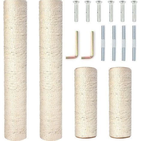Griffoirs de Rechange en Sisal Naturel pour Chat Diamètre 7cmavec M8 Vis inclusesWhite (40cm+40cm+20cm+20cm) (1/5)