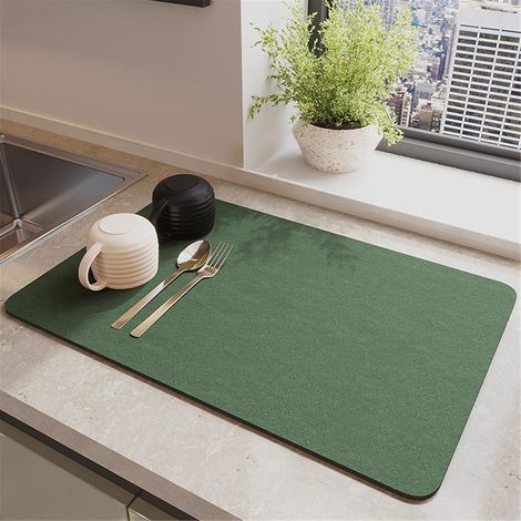 1 Tapis égouttoir, 40x50cm, silicone antidérapant, terre de diatomées, séchage rapide, cuisine bar évier (1/5)