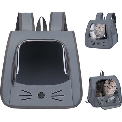 Sac Transport Chat,35×35×25cm Sac à Dos pour Animal,Sac pour Chat Pliable Portable,Sac à Dos pour Animal de Compagnie,pour Les Petits Animaux domestiques tels Que Les Chats et Les Chiens (Gris) (1/5)