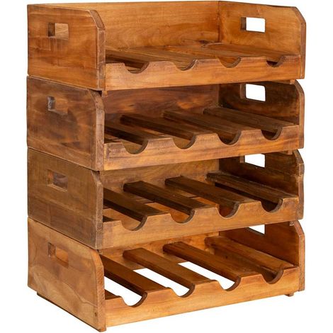 Maison Exclusive - Set Portavini 4 pz per 16 Bottiglie in Legno Massello di Mogano