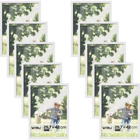Lot de 10 Cadre Photo 29,7x42 cm WOLTU, Cadre pour Photo A3 en Bois MDF, Décoration Murale ou sur Table, Blanc
