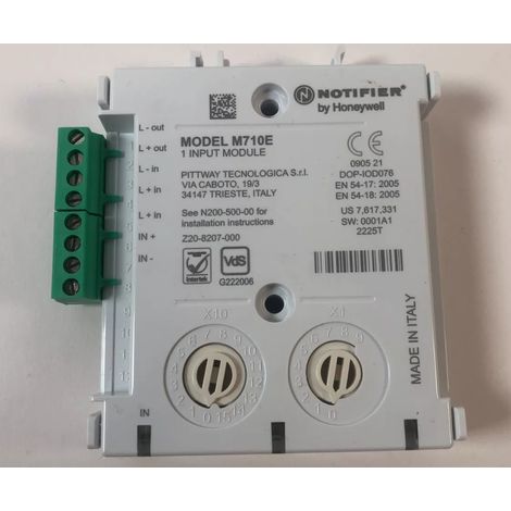 Modulo d'ingresso notifier sezione cavo max 2.5mm2 grigio - m710e