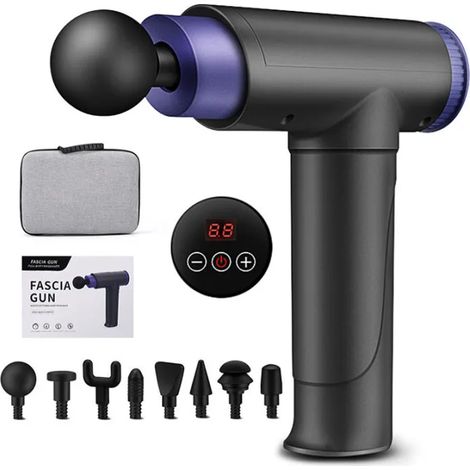 Pistolet de Massage Musculaire - 9 Niveaux Reglables ,8 Tetes de Massage,pour Récupération de Fatigue (1/4)