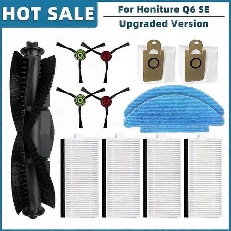 S'applique aux pièces de rechange et accessoires pour aspirateur robot Honiture Q6 SE : brosse latérale principale, filtre HEPA, sac à poussière et serpillière (ensemble A). (1/5)