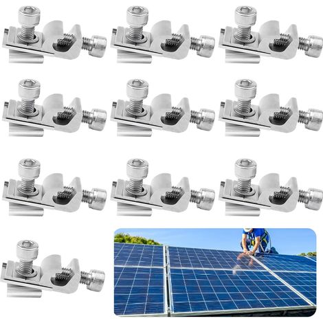 10 cosses de terre pour panneaux solaires, clips de terre pour panneaux solaires, système de montage solaire, œillets de terre, clip de terre standard pour panneaux solaires, module photovoltaïque (1/3)