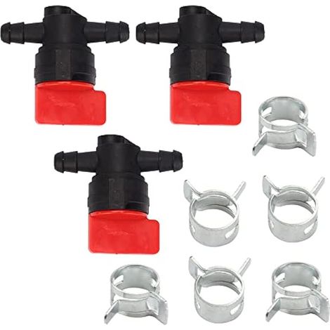 Compatible avec 3PCS 493960 Vanne d'arrêt de carburant 1/4 pouce Ligne pour 698183 692008 692008 Compatible avec moteur de tracteur de tondeuse à gazon BS Murray Toro (1/4)