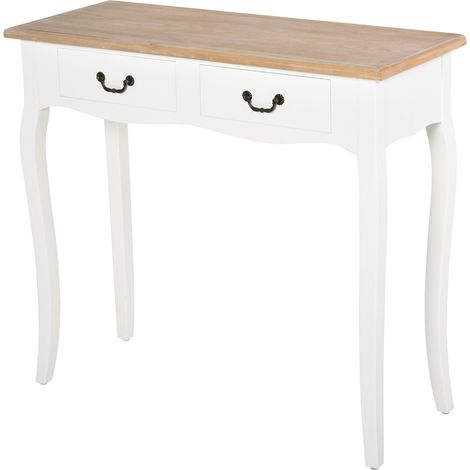 Console style table de drapier style shabby chic 2 tiroirs blanc (1/5)