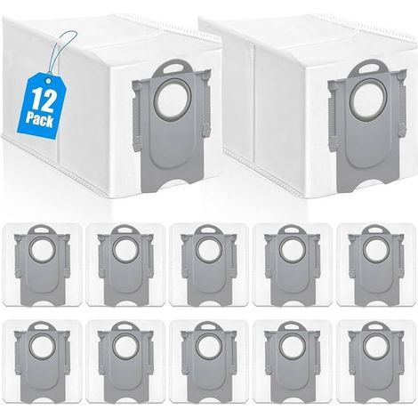 12 sacs Poussière pour Aspirateur-Robot pour Roborock QV 35A / Qrevo S5V / QV35S / Q Revo/Saros 10R / Saros10 / Q Revo S/Qrevo Pro/Qrevo Curv/Qrevo Master/Qrevo Slim / S8 MaxV Ultra, Grands (1/5)