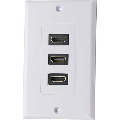 3 Port HDMI 2.0 Plaque murale Composant HDMI Composant Composite Audio Prise de montage murale, Support 4K 60Hz 1080P Parfait pour projecteur et cinéma maison blanc (3 HDMI) (1/5)