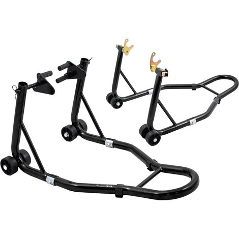 Bituxx Motorradständer hinten & vorn Motorrad Montageständer Transportständer Schwarz Belastbar bis 250 kg pro Ständer