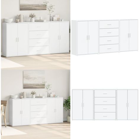 Sideboards 3 Stk. Weiß 60x31x84 cm Holzwerkstoff - Schreibtisch - Wohnzimmermöbel - Regal - Sideboard - Holzschrank - Home & Living (1/5)