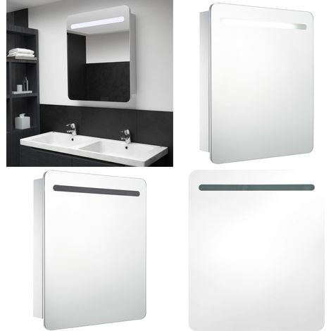 Armoire de salle de bain à miroir LED 68x9x80 cm - Armoire Salle De Bain - Meuble Salle De Bain - Miroir Led - Éclairage Vanity - Rangement Salle De Bain - Home & Living (1/5)
