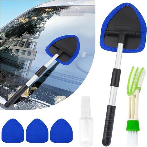 Kit de nettoyage multi-usages pour vitres de voiture : 4 ensembles de chiffons, aérosol et brosse de nettoyage réglable (1/5)