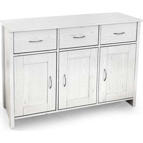 MOBILE DA ARREDO CON 3 CASSETTI E 3 ANTE 115X35X80CM IN COLORE BIANCO (1/2)