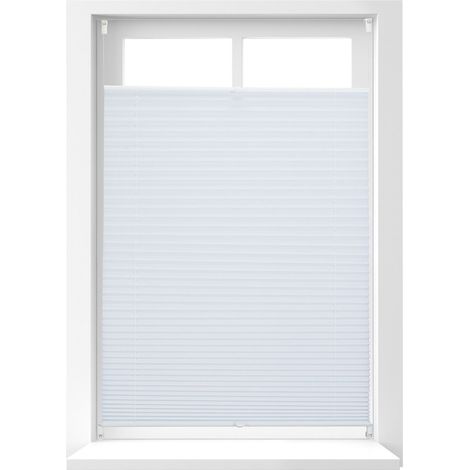 2x Plissee Rollo ohne Bohren, Klemmfix zum Kleben, Faltrollo lichtdurchlässig, Faltstore weiß, B x H: ca. 80 x 130 cm