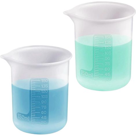 Lot de 2 gobelets doseurs en silicone de 150 ml, aide à doser de lessive, gobelet doseur réutilisable, boule doseuse pour lessive liquide, gobelet mélangeur antiadhésif avec échelle pour cuisine (1/5)