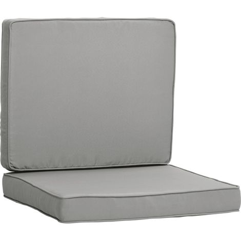 Lot de 2 coussins d'assise gris clair 56x52x7 cm housse tissu lavable fermeture éclair
