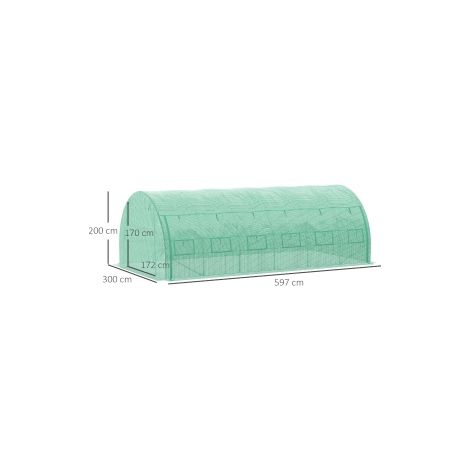 Serre en film tunnel 6x3x2m avec protection UV, accessible, bâches enroulables en tube d'acier, vert (1/5)