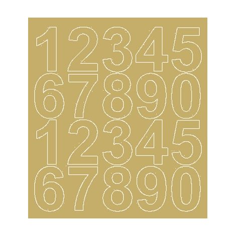 Pegatinas autoadhesivas con números de 5 cm, color oro mate. (1/2)