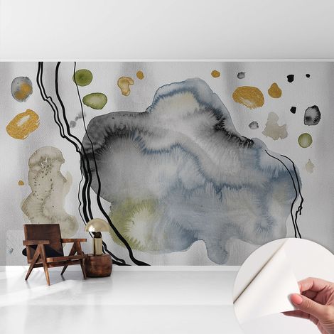 Fototapete Selbstklebend - Wanddekoration - Wandfolie - 3D Tapete Wand - Wohnungsdeko Abstrakte Aquarellmalerei 416x254 cm (1/5)