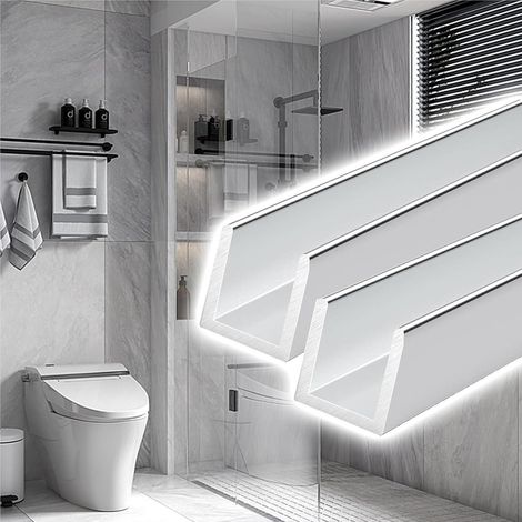 Ensemble de 2 rails profonds pour douche en verre, sans cadre (1/5)