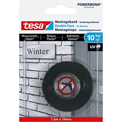 tesa BRICK & STONE 77748-00000-00 Nastro per fissaggio tesa® Powerbond Nero (L x L) 1.5 m x 19 mm 1 pz. (1/4)