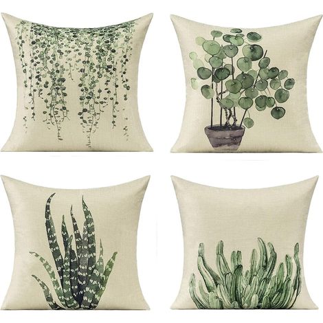 Funda de cojín verde brillante y alegre, con estampado de pantalones de verano, 45 cm x 45 cm, funda de almohada decorativa con estampado de hojas de plantas verdes para la sala de estar, el sofá, el 