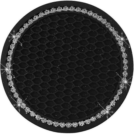 2er-Set Auto-Untersetzer, Wasserbecher- und Flaschenhalter, rutschfeste Silikonmatte für die Innenausstattung Ihres Autos-Black With Red Diamond (1/5)