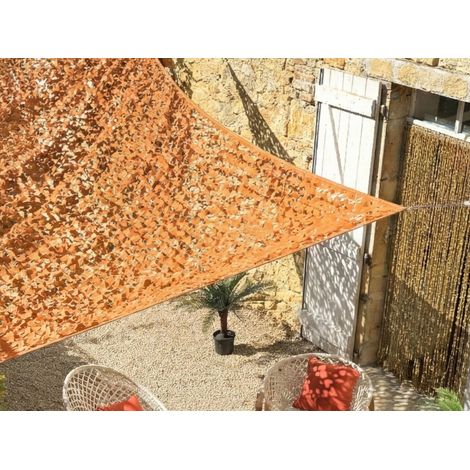 Filet d'ombrage triangulaire polyester Oxford, 3,4 m, army sable - Jardiline