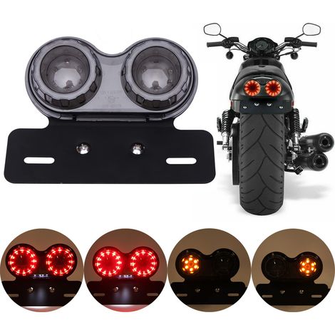 Applicable 40 LED Feu Arrière de Moto Intégré Feu de Freinage Clignotant Feux de Conduite Avec Support de Lampe de Plaque D'immatriculation (Lentille Noire) (1/5)