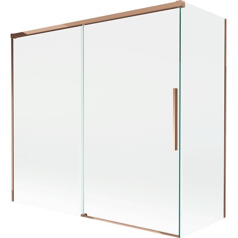 Paroi de douche Mexen Rox coulissante à 2 volets 170 + 75 x 150 cm, transparent, or rose - 8C9-170-075-60-00