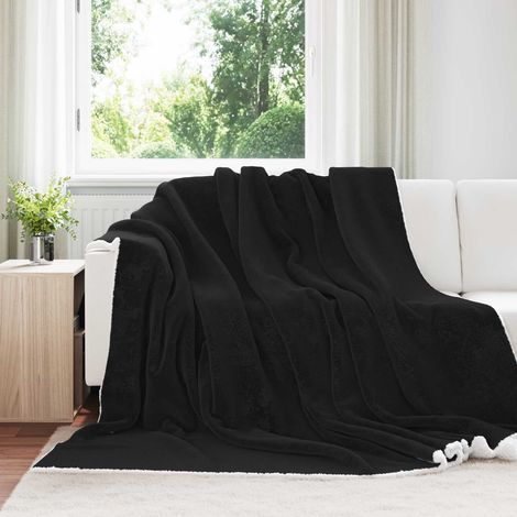 Überwurfdecke Schwarz 220 x 240 cm Fleece
