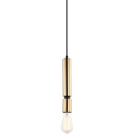 Italux Torla - Lámpara colgante moderna negra 1 luz con pantalla de latón, regulable E27 (1/3)