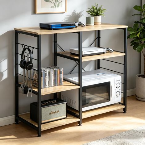 Étagère de rangement Flur, meuble de cuisine avec étagères, support à micro-ondes, étagère autoportante (1/5)
