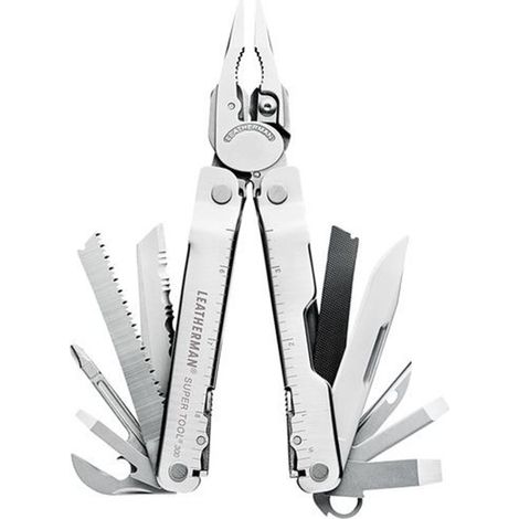 Leatherman Super Tool 300, multiherramienta resistente para construcción y mecánica, 19 funciones, acero inoxidable 420HC, bloqueo total, funda nylon negro.