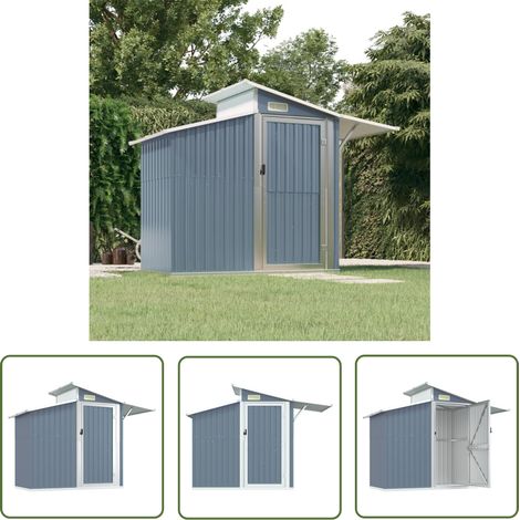 The Living Store Geräteschuppen Grau 270x130x208,5 cm Verzinkter Stahl - Gartenschuppen - Geräteschuppen - Werkzeuglager - Außenaufbewahrung - Gartenorganisation (1/5)
