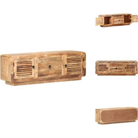 Meuble TV 120x30x40 cm Bois de manguier brut - Meubles Tv - Meuble Tv - Meuble Audio - Support Tv - Design Vintage (1/5)
