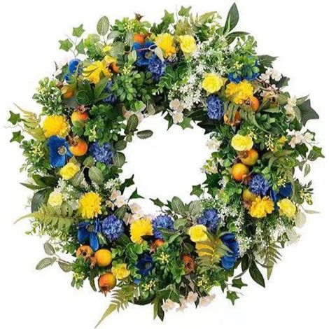 Guirlande Printemps - Faux Fleurs Artificielles - Décoration Porte Patio Mur Intérieur Extérieur - 35 cm - 1 Pièce (1/5)