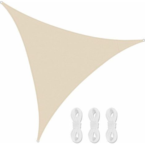 Wasserdichtes, dreieckiges Sonnensegel aus atmungsaktivem HDPE-Gewebe mit UV-Schutz. Langlebig und atmungsaktiv für Garten, Terrasse, Camping, Partys und Pool. Inklusive 3 Seilen. (1/5)