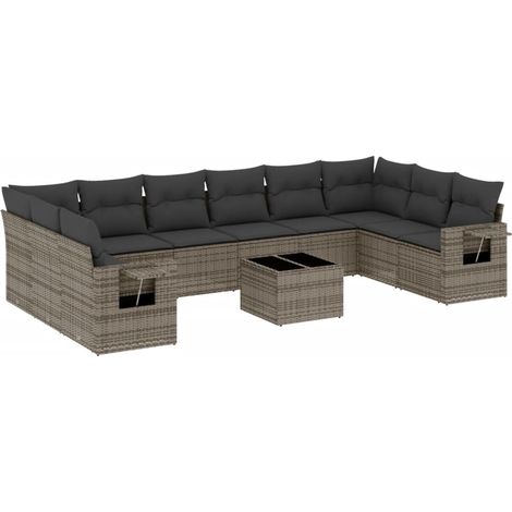 Maison Exclusive - Set de sofás de jardín 11 pzas y cojines ratán (1/3)